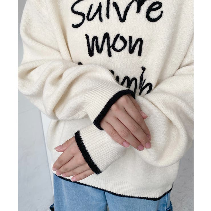 ロープ刺繍ロゴニットプルオーバー | moment+ | 詳細画像11 