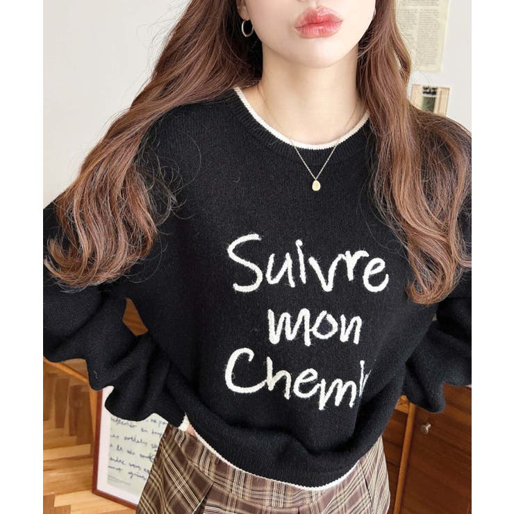 ロープ刺繍ロゴニットプルオーバー | moment+ | 詳細画像13 