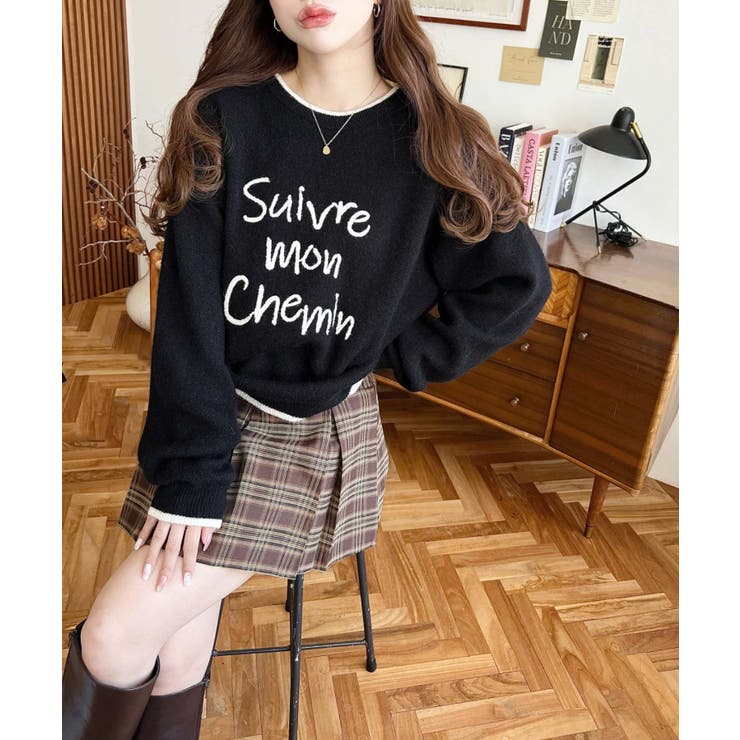 ロープ刺繍ロゴニットプルオーバー | moment+ | 詳細画像15 