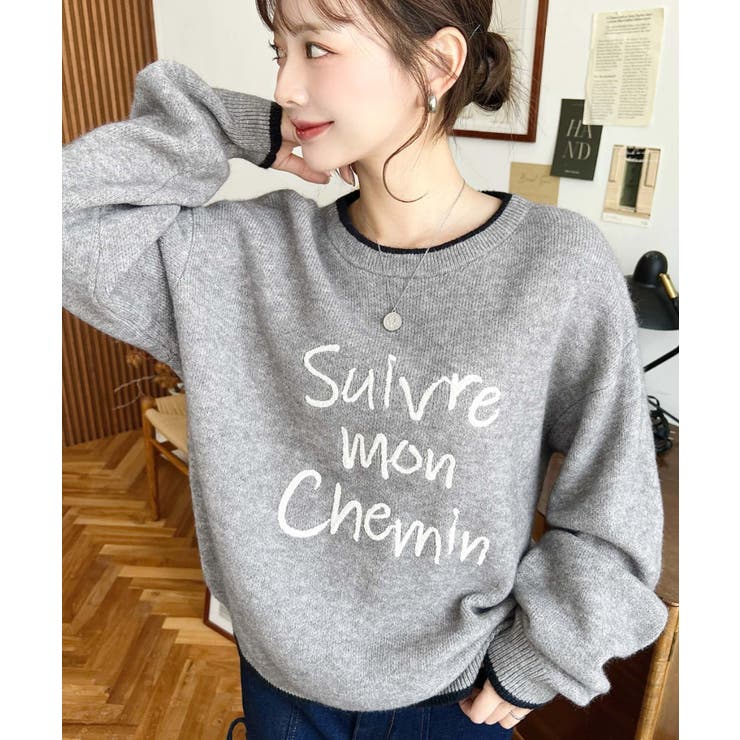 ロープ刺繍ロゴニットプルオーバー | moment+ | 詳細画像17 