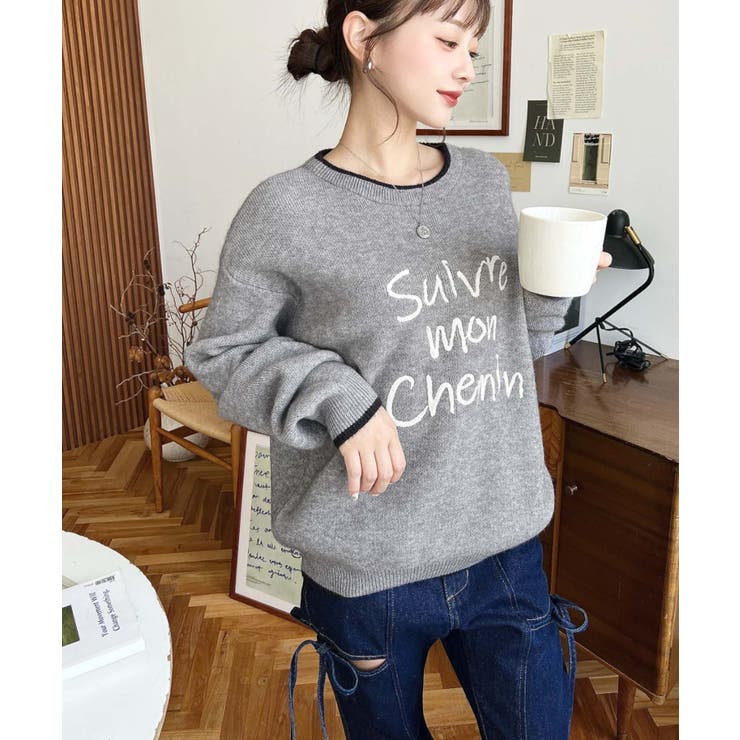 ロープ刺繍ロゴニットプルオーバー | moment+ | 詳細画像19 