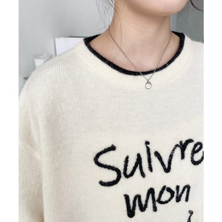 ロープ刺繍ロゴニットプルオーバー | moment+ | 詳細画像6 