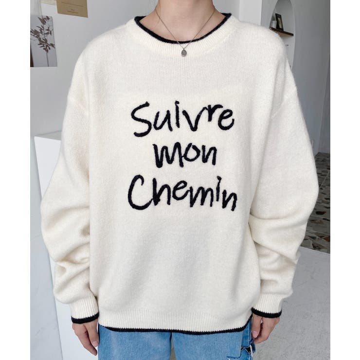 ロープ刺繍ロゴニットプルオーバー | moment+ | 詳細画像7 