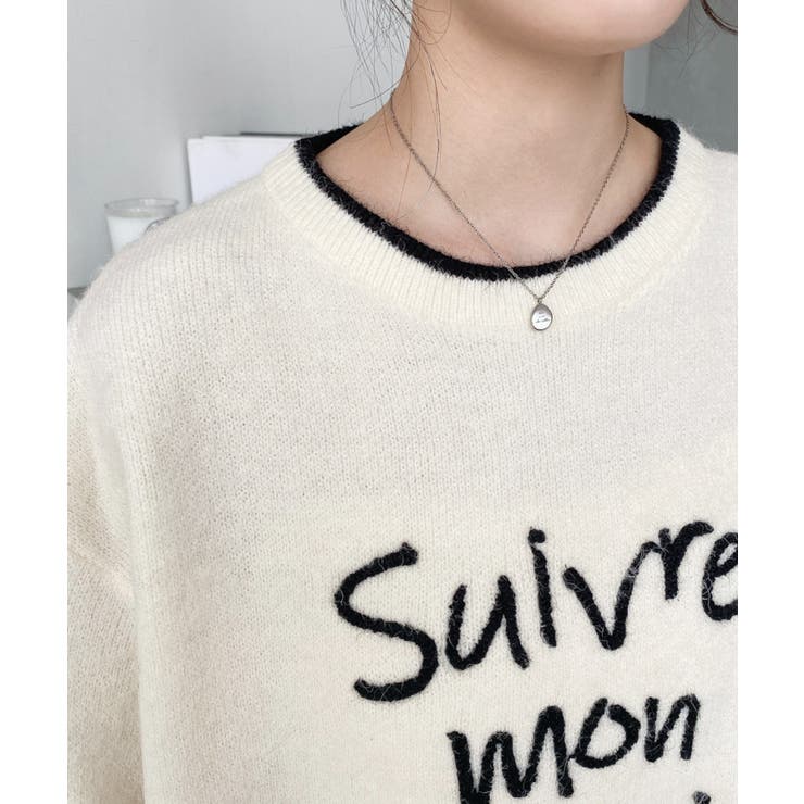 ロープ刺繍ロゴニットプルオーバー | moment+ | 詳細画像8 