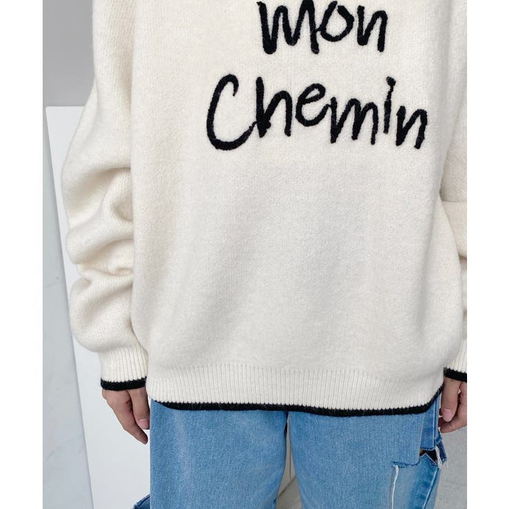 ロープ刺繍ロゴニットプルオーバー | moment+ | 詳細画像9 