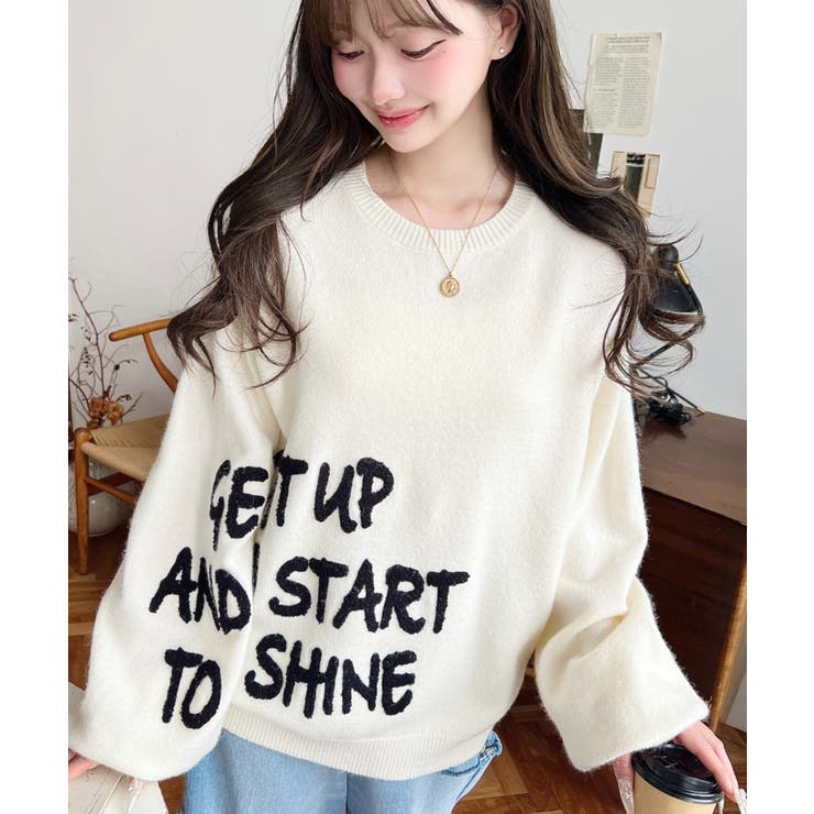 サガラ刺繍ロゴニットプルオーバー[品番：ERMW0004018]｜moment+