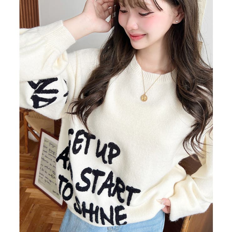 サガラ刺繍ロゴニットプルオーバー | moment+ | 詳細画像4 