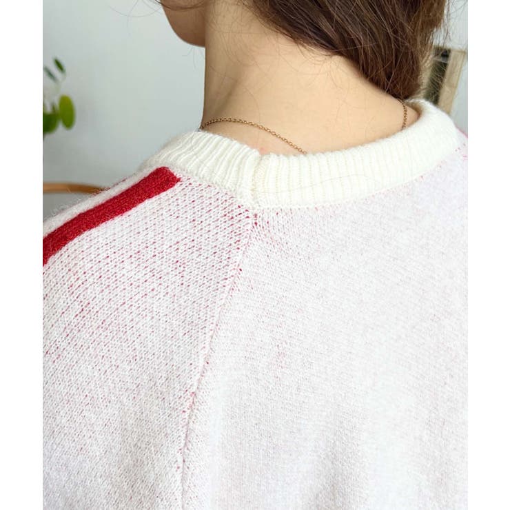 Ｗジャガードラインリボンロゴニットプルオーバー | moment+ | 詳細画像13 