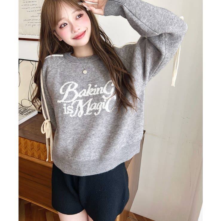 Ｗジャガードラインリボンロゴニットプルオーバー | moment+ | 詳細画像18 