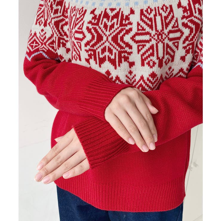 スノーノルディック柄求心Wジャガードニットプルオーバー（ノルディックセーター） | moment+ | 詳細画像17 