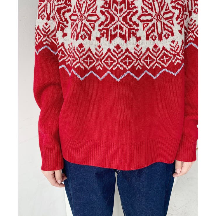 スノーノルディック柄求心Wジャガードニットプルオーバー