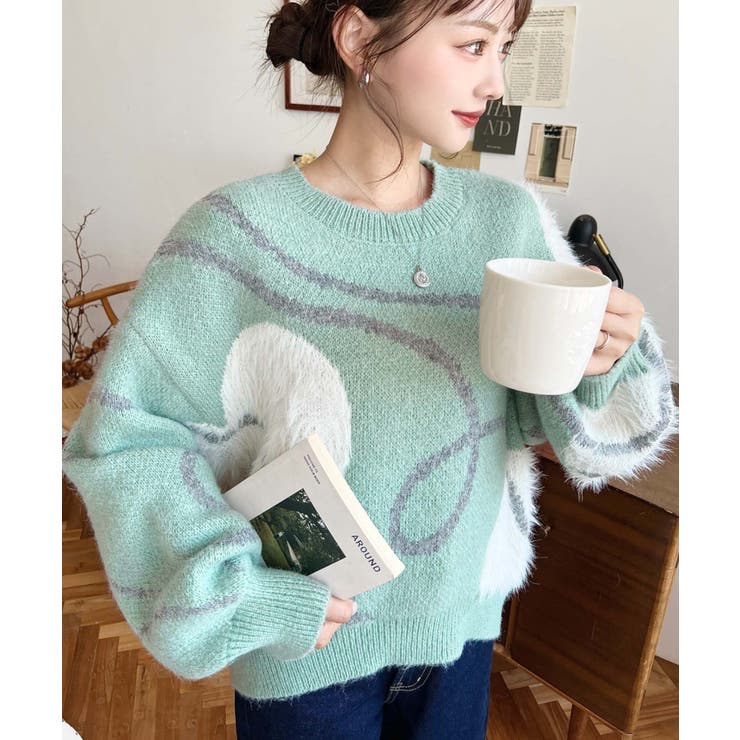 ニュアンスハートジャガードニットプルオーバー | moment+ | 詳細画像10 