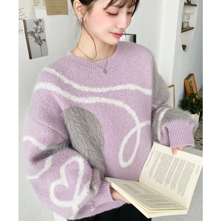 ニュアンスハートジャガードニットプルオーバー | moment+ | 詳細画像12 