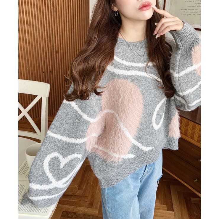 ニュアンスハートジャガードニットプルオーバー | moment+ | 詳細画像2 