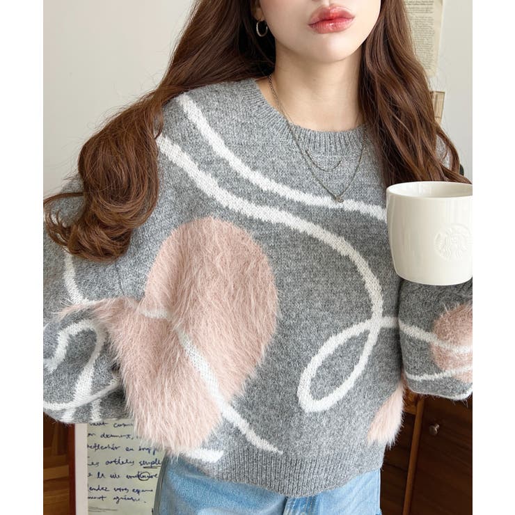 ニュアンスハートジャガードニットプルオーバー | moment+ | 詳細画像3 