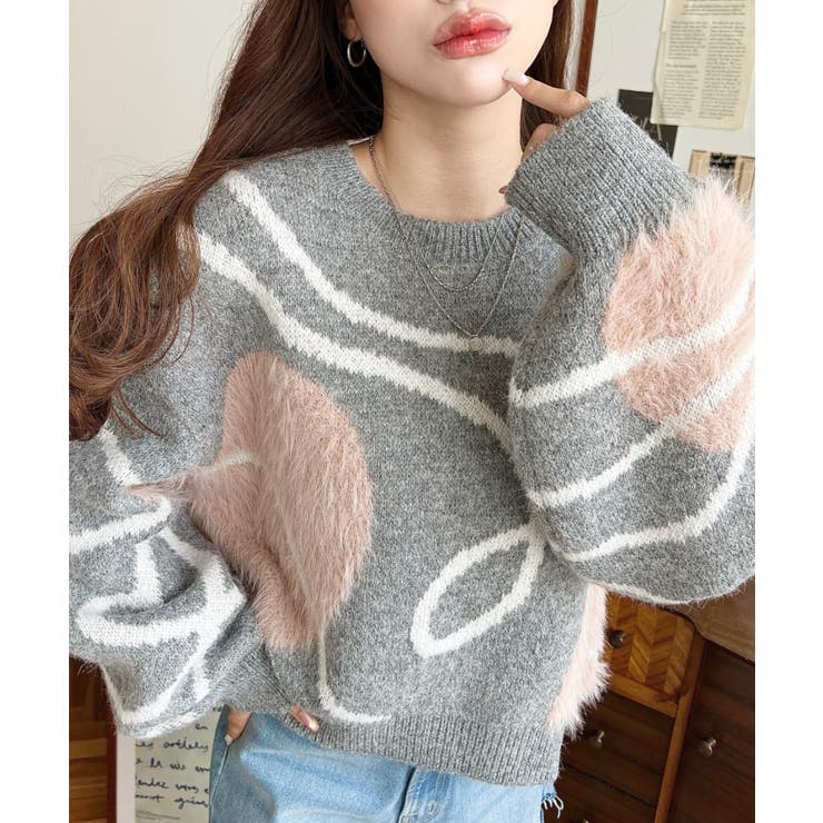 ニュアンスハートジャガードニットプルオーバー | moment+ | 詳細画像5 