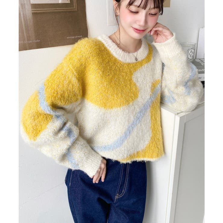 ニュアンスライン柄ジャガードニットプルオーバー | moment+ | 詳細画像11 