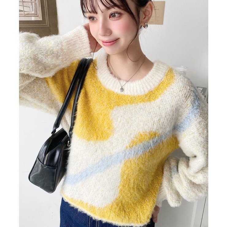 ニュアンスライン柄ジャガードニットプルオーバー | moment+ | 詳細画像12 