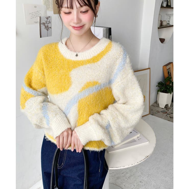 ニュアンスライン柄ジャガードニットプルオーバー | moment+ | 詳細画像14 