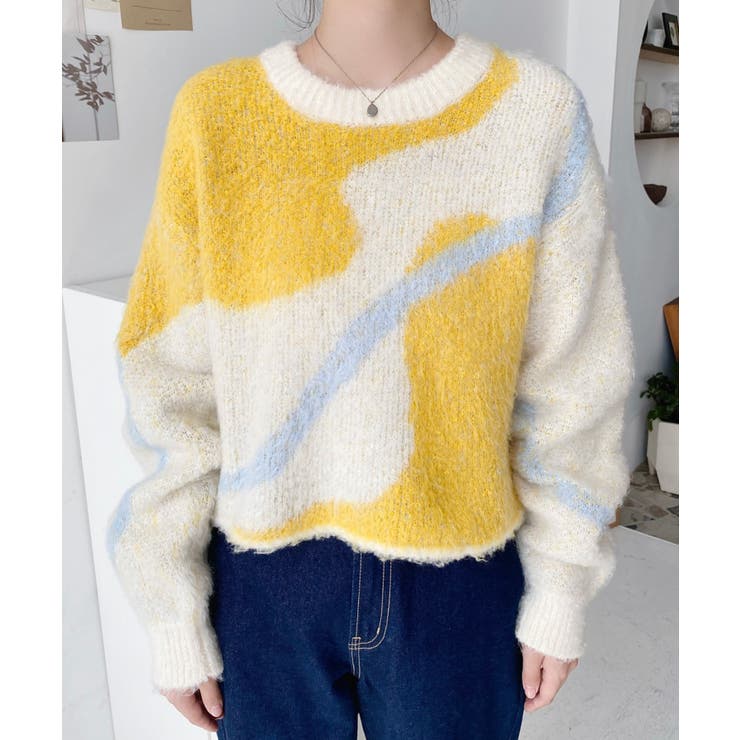 ニュアンスライン柄ジャガードニットプルオーバー | moment+ | 詳細画像15 