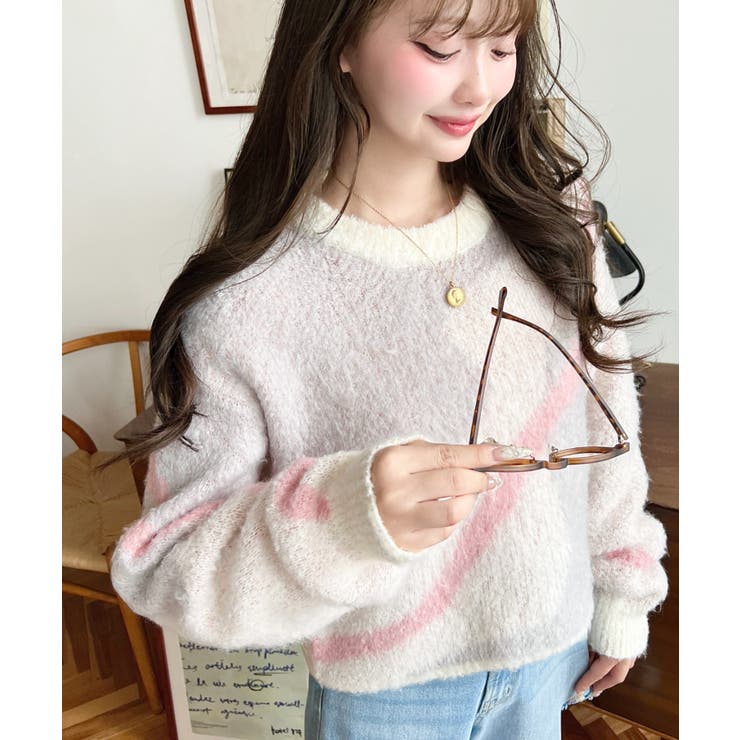 ニュアンスライン柄ジャガードニットプルオーバー | moment+ | 詳細画像4 