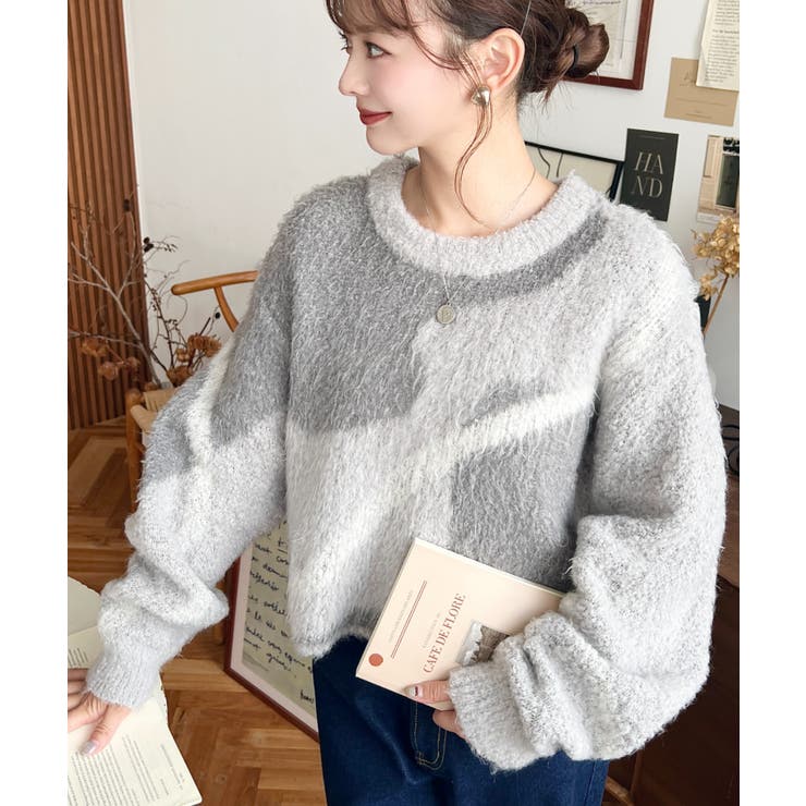 ニュアンスライン柄ジャガードニットプルオーバー | moment+ | 詳細画像7 