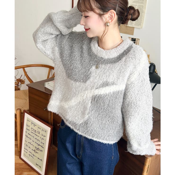 ニュアンスライン柄ジャガードニットプルオーバー | moment+ | 詳細画像8 