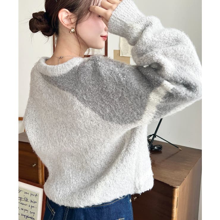 ニュアンスライン柄ジャガードニットプルオーバー | moment+ | 詳細画像9 