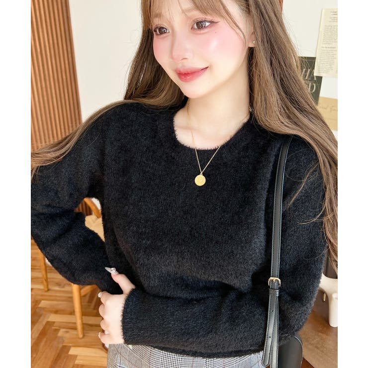 クールネックショート丈シャギーニットプルオーバー | moment+ | 詳細画像10 