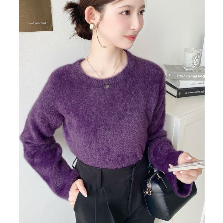 クールネックショート丈シャギーニットプルオーバー | moment+ | 詳細画像11 