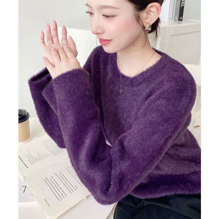 クールネックショート丈シャギーニットプルオーバー | moment+ | 詳細画像12 