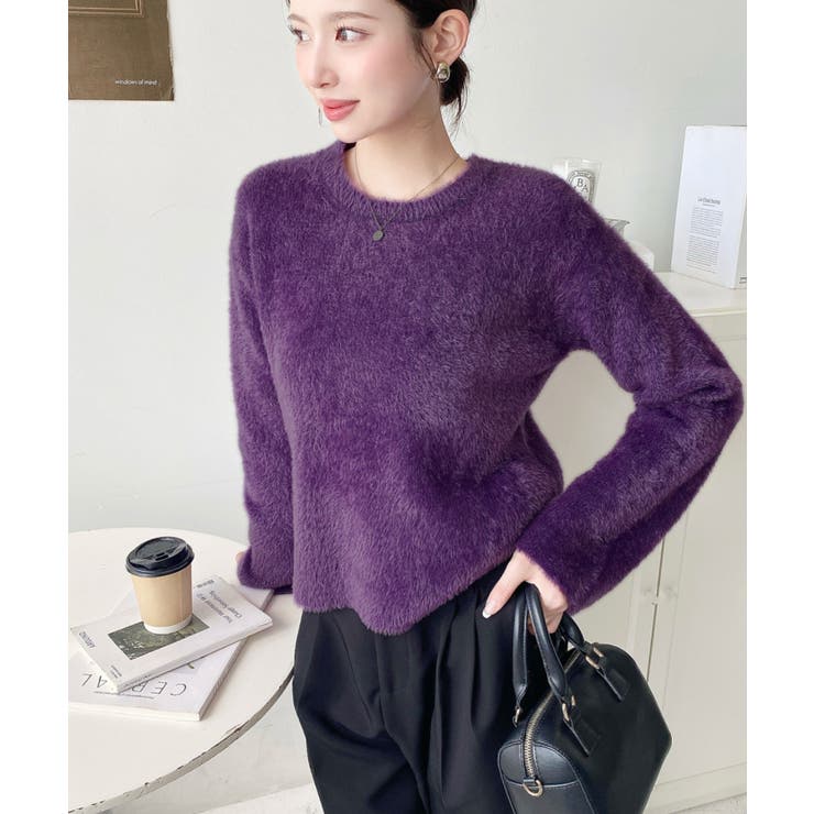 クールネックショート丈シャギーニットプルオーバー | moment+ | 詳細画像14 