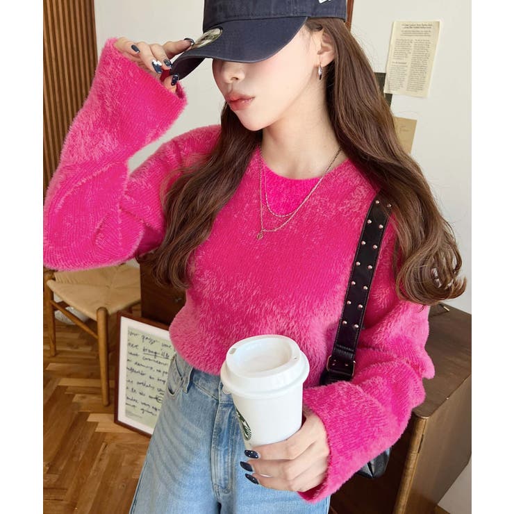 クールネックショート丈シャギーニットプルオーバー | moment+ | 詳細画像16 