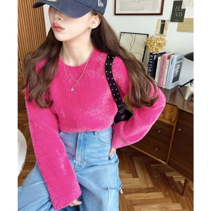 クールネックショート丈シャギーニットプルオーバー | moment+ | 詳細画像18 