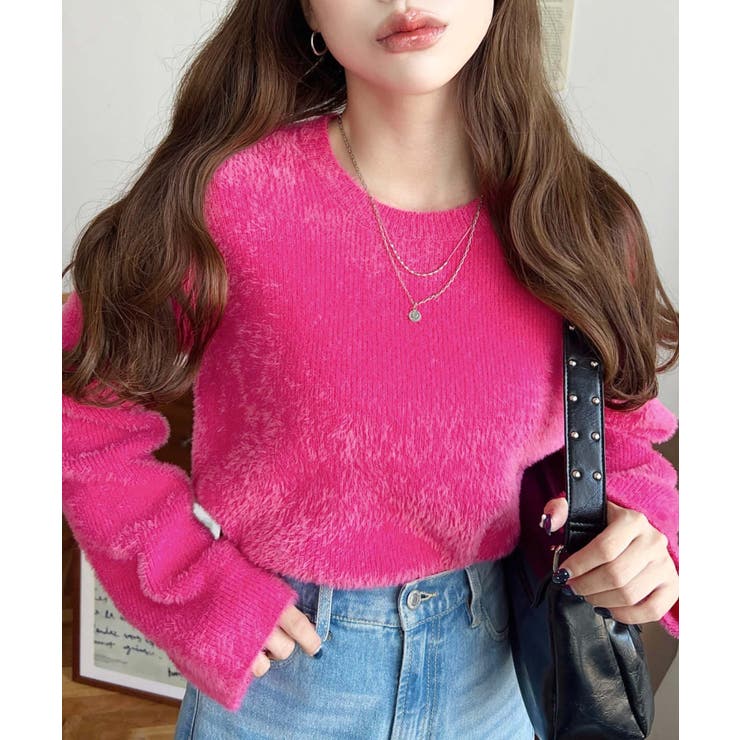 クールネックショート丈シャギーニットプルオーバー | moment+ | 詳細画像20 