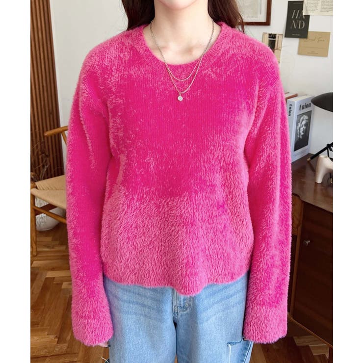 クールネックショート丈シャギーニットプルオーバー | moment+ | 詳細画像21 