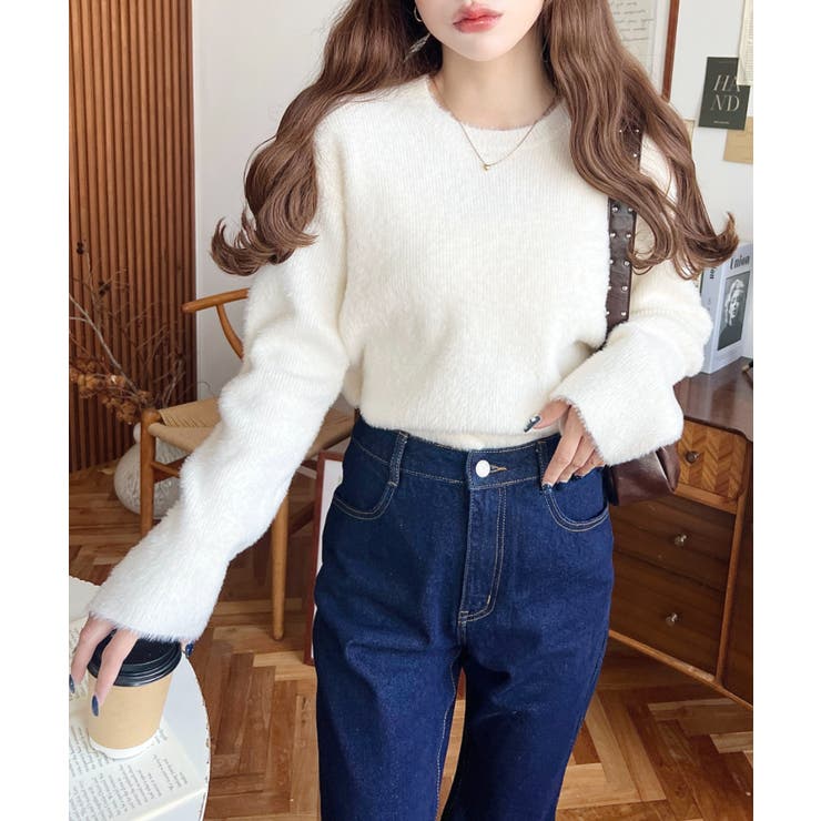 クールネックショート丈シャギーニットプルオーバー | moment+ | 詳細画像5 