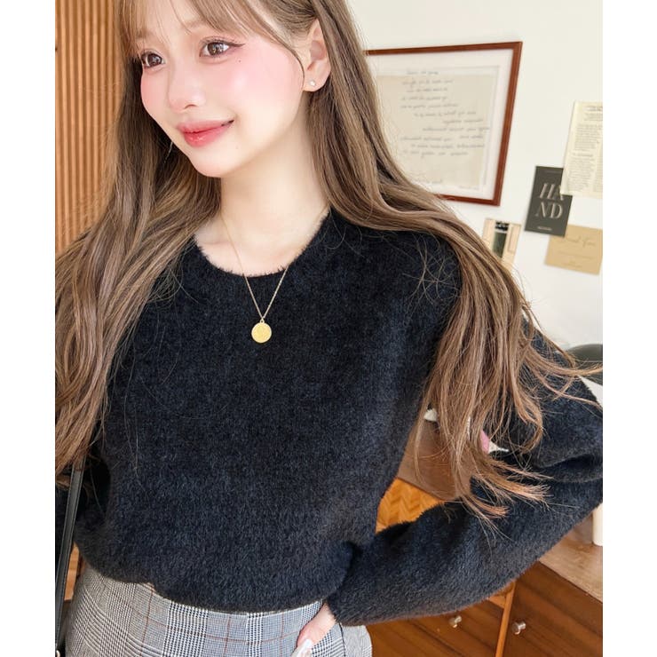 クールネックショート丈シャギーニットプルオーバー | moment+ | 詳細画像6 