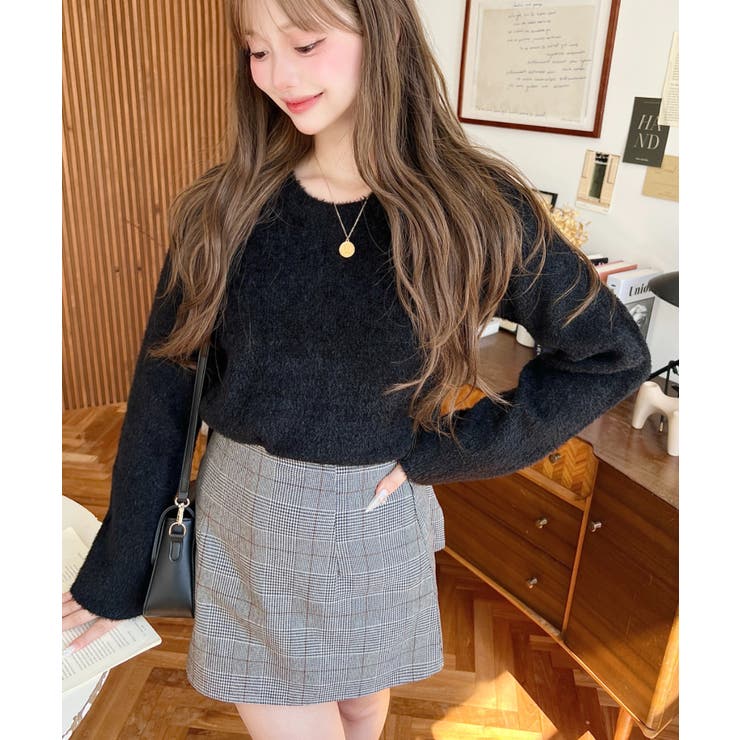 クールネックショート丈シャギーニットプルオーバー | moment+ | 詳細画像7 