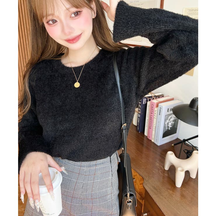 クールネックショート丈シャギーニットプルオーバー | moment+ | 詳細画像9 