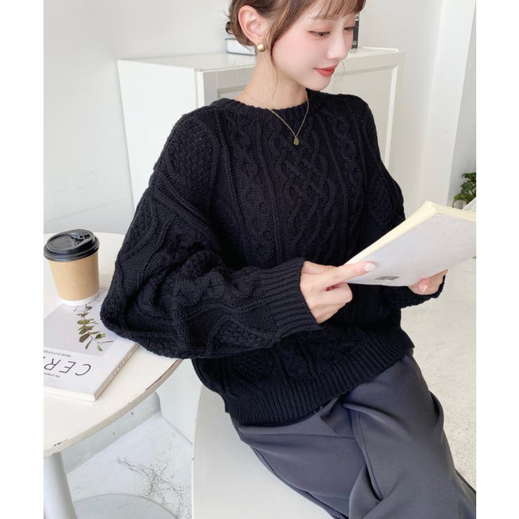 ケーブルニットプルオーバー | moment+ | 詳細画像15 