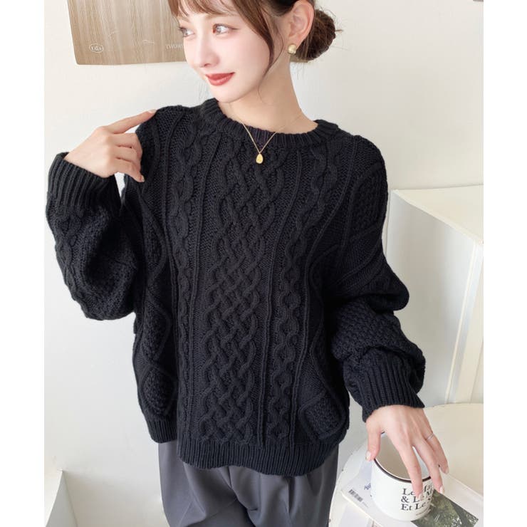 ケーブルニットプルオーバー | moment+ | 詳細画像16 