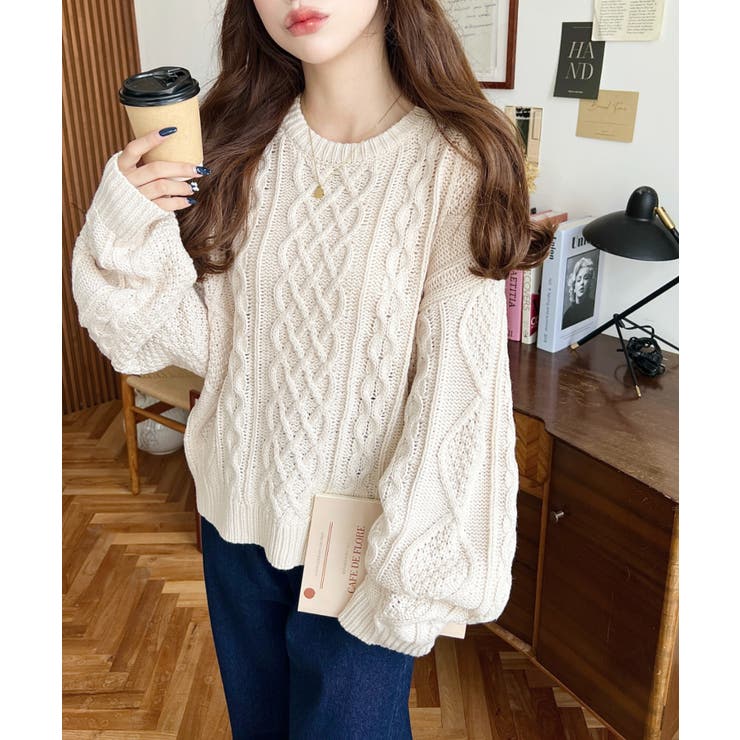 ケーブルニットプルオーバー | moment+ | 詳細画像2 