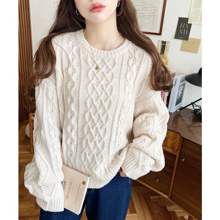 ケーブルニットプルオーバー | moment+ | 詳細画像3 