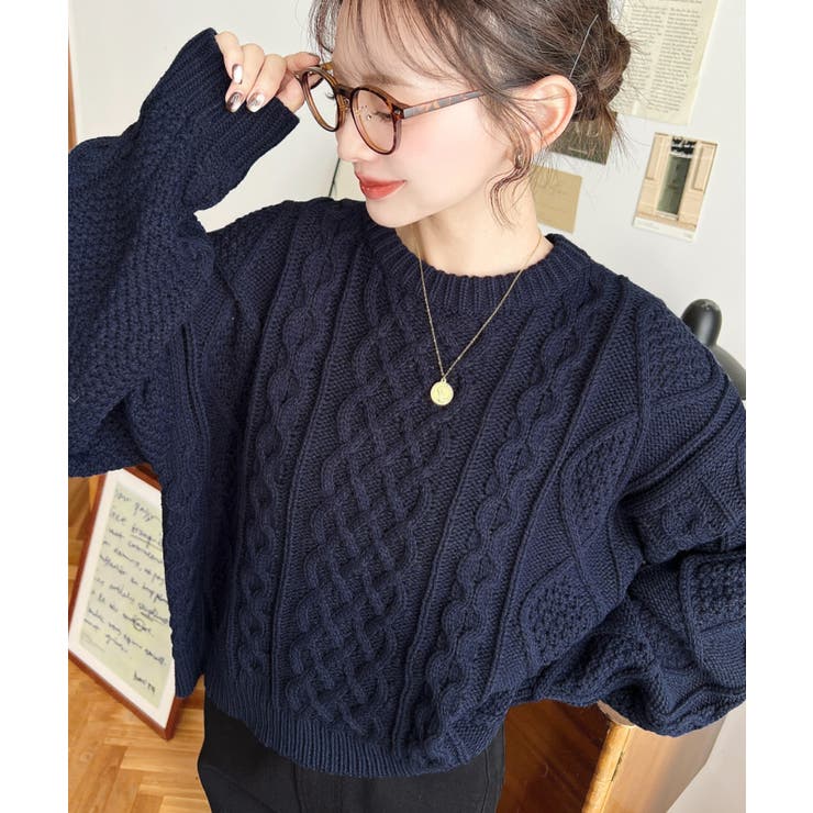 ケーブルニットプルオーバー | moment+ | 詳細画像30 