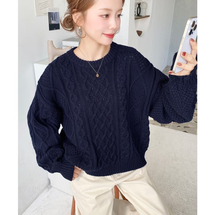 ケーブルニットプルオーバー[品番：ERMW0004073]｜moment+（モーメント