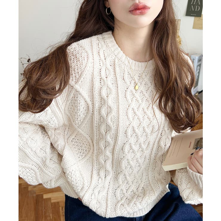 美品 フォクシー ニットQuartette リネン 半袖 ケーブル プレート付 ケーブルニットプルオーバー[品番：ERMW0004073]｜moment+（モーメント