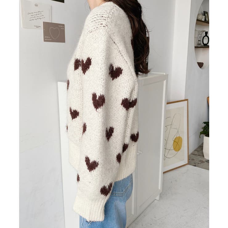 ハート柄フェザーニットプルオーバーWジャガード | moment+ | 詳細画像10 