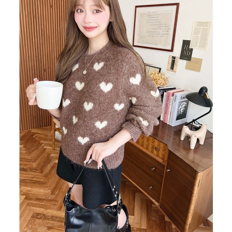 ハート柄フェザーニットプルオーバーWジャガード | moment+ | 詳細画像16 