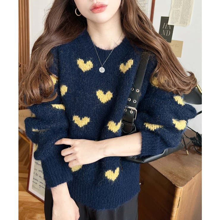 ハート柄フェザーニットプルオーバーWジャガード | moment+ | 詳細画像17 